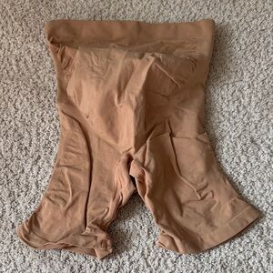 Tan High-Waisted Maternity Shapewear Shorts